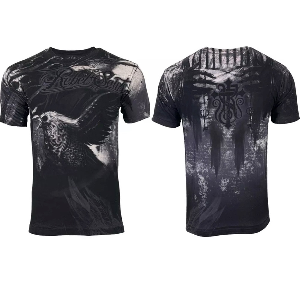 Rebel Saint By Affliction Men's T-shirt CARRIER Biker Skull Tattoo Biker S-5XL